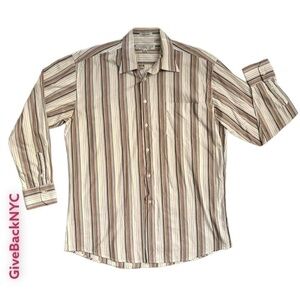 George Machado Zylos Platinum Striped Dress Shirt 16.5 34/35